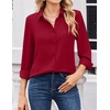 Zeagoo Women Blouses Chiffon Long Sleeve Button Down Shirts Business Tops(Dark Red)