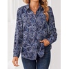 Zeagoo Women Blouses Chiffon Long Sleeve Button Down Shirts Business Tops(Paisley Navy)