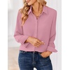 Zeagoo Women Blouses Chiffon Long Sleeve Button Down Shirts Business Tops(Pink)