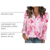 Zeagoo Women Blouses Chiffon Long Sleeve Button Down Shirts Business Tops(Pink Marble Pattern)