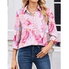 Zeagoo Women Blouses Chiffon Long Sleeve Button Down Shirts Business Tops(Pink Marble Pattern)