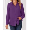 Zeagoo Women Blouses Chiffon Long Sleeve Button Down Shirts Business Tops(Purple)