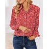 Zeagoo Women Blouses Chiffon Long Sleeve Button Down Shirts Business Tops(Red White Polka Dots)