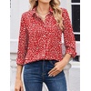 Zeagoo Women Blouses Chiffon Long Sleeve Button Down Shirts Business Tops(Red White Polka Dots)
