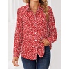 Zeagoo Women Blouses Chiffon Long Sleeve Button Down Shirts Business Tops(Red White Polka Dots)