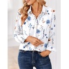 Zeagoo Women Blouses Chiffon Long Sleeve Button Down Shirts Business Tops(White Floral)