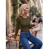 Zeagoo Women Long Sleeve Shirts Ribbed Tops Crewneck Basic Tee(Army Green)