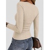 Zeagoo Women Long Sleeve Shirts Ribbed Tops Crewneck Basic Tee(Beige)
