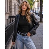 Zeagoo Women Long Sleeve Shirts Ribbed Tops Crewneck Basic Tee(Black)