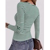 Zeagoo Women Long Sleeve Shirts Ribbed Tops Crewneck Basic Tee(Green Stripe)