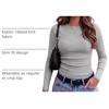 Zeagoo Women Long Sleeve Shirts Ribbed Tops Crewneck Basic Tee(Light Grey)