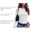 Zeagoo Women Long Sleeve Shirts Ribbed Tops Crewneck Basic Tee(White)