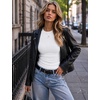 Zeagoo Women Long Sleeve Shirts Ribbed Tops Crewneck Basic Tee(White)