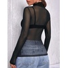 Zeagoo Women Mesh Sheer Top Long Sleeve Sexy Shirt Slim Fitted Fall Clothes(Black)