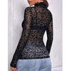 Zeagoo Women Mesh Sheer Top Long Sleeve Sexy Shirt Slim Fitted Fall Clothes(Black Leopard-an59)