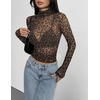 Zeagoo Women Mesh Sheer Top Long Sleeve Sexy Shirt Slim Fitted Fall Clothes(Brown Leopard-an658)