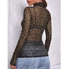 Zeagoo Women Mesh Sheer Top Long Sleeve Sexy Shirt Slim Fitted Fall Clothes(Brown Leopard-an658)