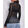 Zeagoo Women Mesh Sheer Top Long Sleeve Sexy Shirt Slim Fitted Fall Clothes(Plant Print-zw781)