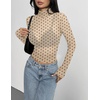 Zeagoo Women Mesh Sheer Top Long Sleeve Sexy Shirt Slim Fitted Fall Clothes(Polka Dot-jh749)