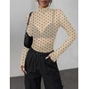 Zeagoo Women Mesh Sheer Top Long Sleeve Sexy Shirt Slim Fitted Fall Clothes(Polka Dot-jh749)