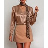 Zeagoo Women Satin Silk Blouses V Neck Long Sleeve Button Down Shirts Tops(Camel)