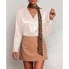 Zeagoo Women Satin Silk Blouses V Neck Long Sleeve Button Down Shirts Tops(Champagne)