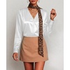 Zeagoo Women Satin Silk Blouses V Neck Long Sleeve Button Down Shirts Tops(White)