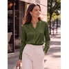 Zeagoo Women Silk Satin Tops Long Sleeve Button Down Shirts S-2XL(Army Green)