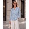 Zeagoo Women Silk Satin Tops Long Sleeve Button Down Shirts S-2XL(Blue Stripe)