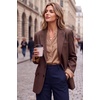 Zeagoo Women Silk Satin Tops Long Sleeve Button Down Shirts S-2XL(Light Coffee)