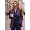 Zeagoo Women Silk Satin Tops Long Sleeve Button Down Shirts S-2XL(Navy Blue)