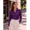 Zeagoo Women Silk Satin Tops Long Sleeve Button Down Shirts S-2XL(Purple)