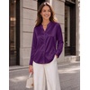Zeagoo Women Silk Satin Tops Long Sleeve Button Down Shirts S-2XL(Purple)