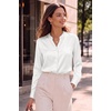 Zeagoo Women Silk Satin Tops Long Sleeve Button Down Shirts S-2XL(White)