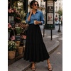 Zeagoo Women’s Chiffon Elastic High Waist Pleated Maxi Skirt with Pockets(Black)
