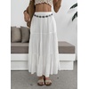 Zeagoo Women’s Chiffon Elastic High Waist Pleated Maxi Skirt with Pockets(White)