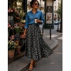 Zeagoo Women’s Chiffon Elastic High Waist Pleated Maxi Skirt with Pockets(Xh577)