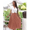 Zeagoo Women’s Midi Skirts High Waisted Pleated A-Line Swing Skirts Summer Long Skirts with Pockets(02-coffee)