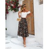 Zeagoo Women’s Midi Skirts High Waisted Pleated A-Line Swing Skirts Summer Long Skirts with Pockets(04-black Floral)