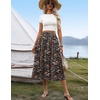 Zeagoo Women’s Midi Skirts High Waisted Pleated A-Line Swing Skirts Summer Long Skirts with Pockets(04-black Floral)
