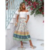 Zeagoo Women’s Midi Skirts High Waisted Pleated A-Line Swing Skirts Summer Long Skirts with Pockets(Apricot-boho)