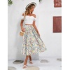 Zeagoo Women’s Midi Skirts High Waisted Pleated A-Line Swing Skirts Summer Long Skirts with Pockets(Beige Floral)