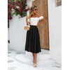 Zeagoo Women’s Midi Skirts High Waisted Pleated A-Line Swing Skirts Summer Long Skirts with Pockets(Black)