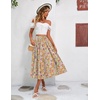 Zeagoo Women’s Midi Skirts High Waisted Pleated A-Line Swing Skirts Summer Long Skirts with Pockets(Colorful Floral)
