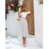 Zeagoo Women’s Midi Skirts High Waisted Pleated A-Line Swing Skirts Summer Long Skirts with Pockets(White Polka Dot)