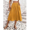 Zeagoo Women’s Midi Skirts High Waisted Pleated A-Line Swing Skirts Summer Long Skirts with Pockets(Yellow Floral)