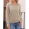 Zeagoo Womens Sweaters Long Sleeve Polo V Neck Knitted Business Casual Tops(Apricot)