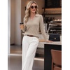 Zeagoo Womens Sweaters Long Sleeve Polo V Neck Knitted Business Casual Tops(Apricot)