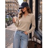 Zeagoo Womens Sweaters Long Sleeve Polo V Neck Knitted Business Casual Tops(Apricot)