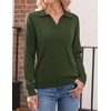Zeagoo Womens Sweaters Long Sleeve Polo V Neck Knitted Business Casual Tops(Army Green)